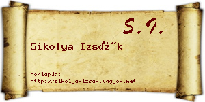 Sikolya Izsák névjegykártya
